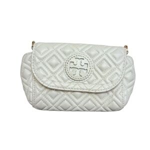 Tory Burch white leather Fleming mini crossbody pouch bag missing strap